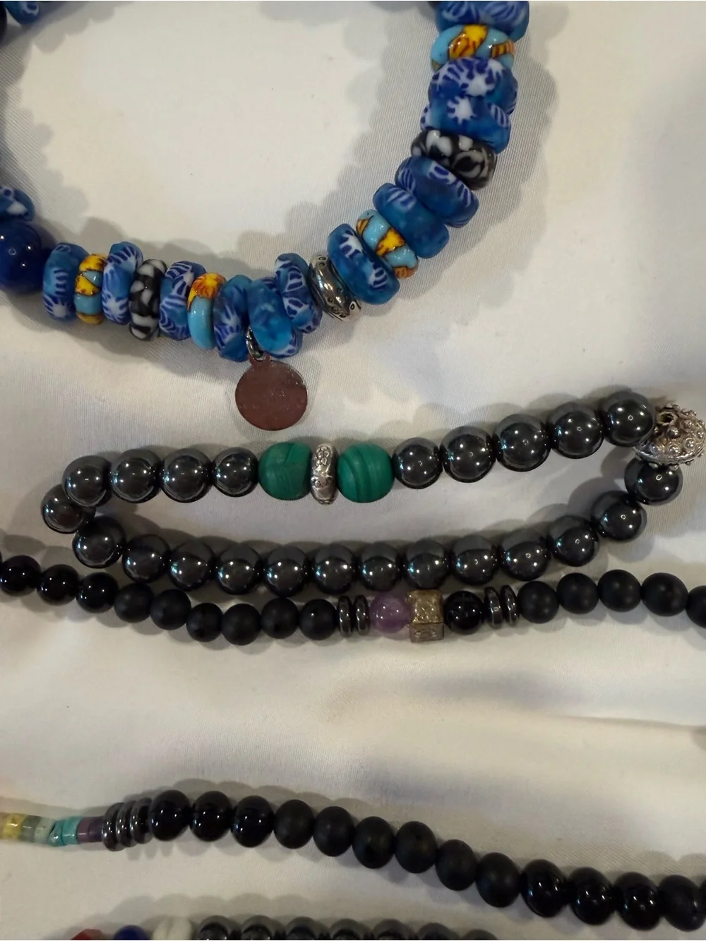 Men’s Luxury Artisan Beaded Bracelet Bundle | Hematite • Sterling Silver • Stone